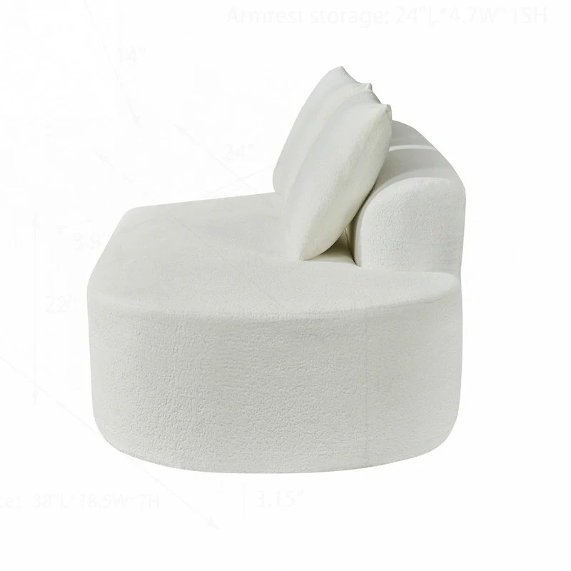 Modern Curved Sectional Sofa with Pearl Upholstery, High-Density Foam, 5-Seater for Living Room