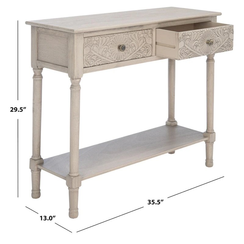 SAFAVIEH Leonia 2-Drawer Console Table - 35.5  W x 13  L x 29.5  H - 36Wx13Dx30H
