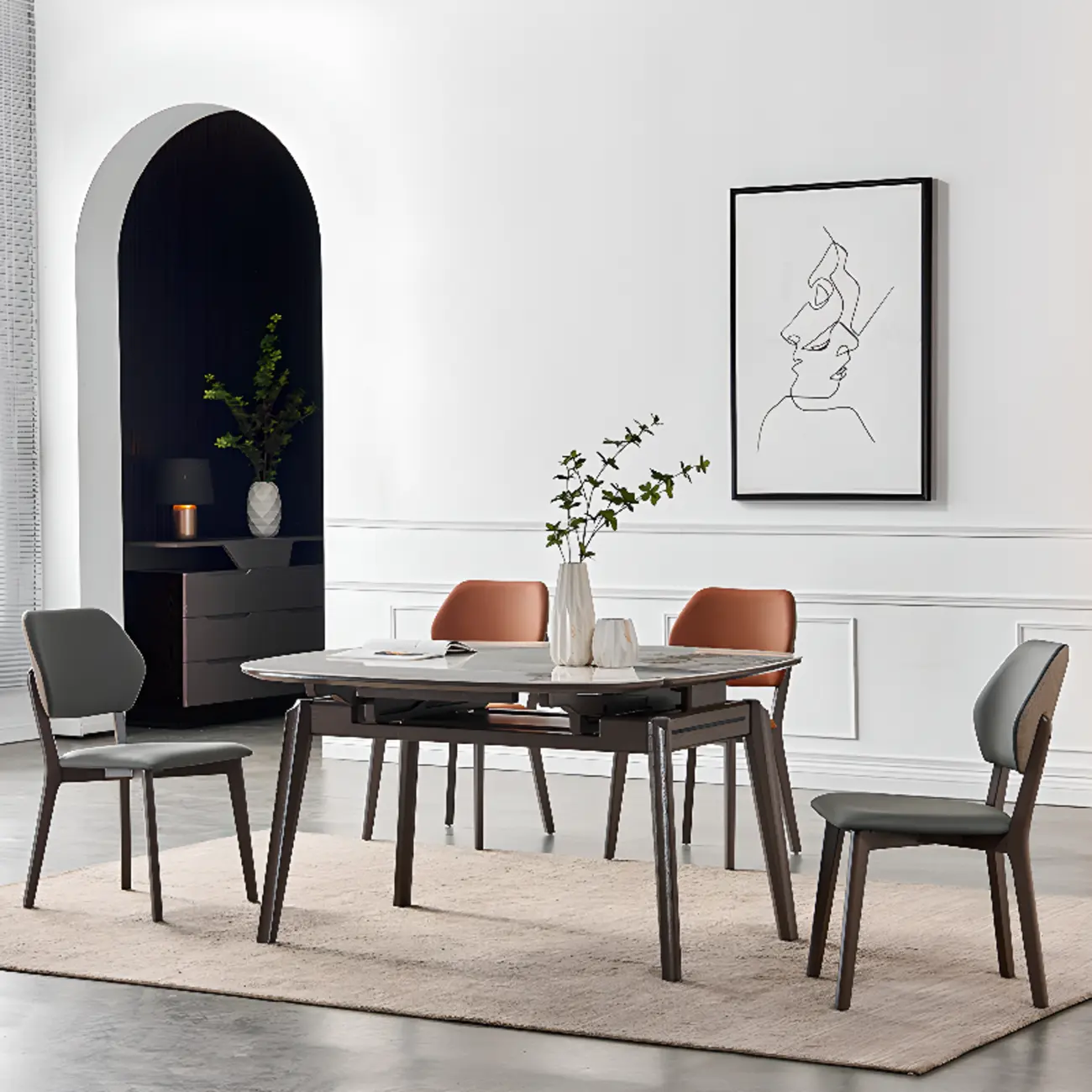 Modern Upholstered Dining Chair with Metal Legs