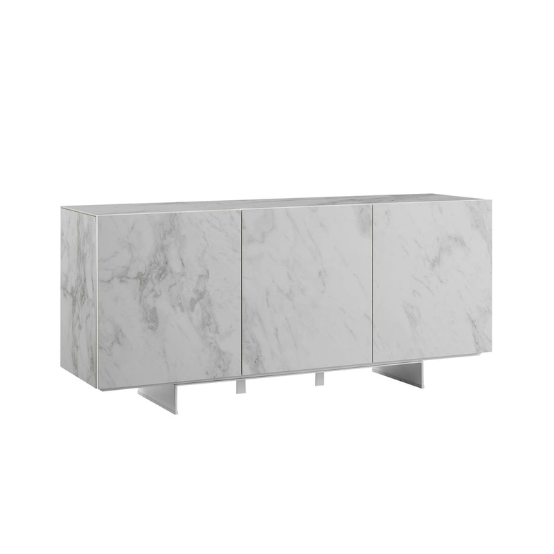 STONE buffet-server in white marbled ceramic. - N/A