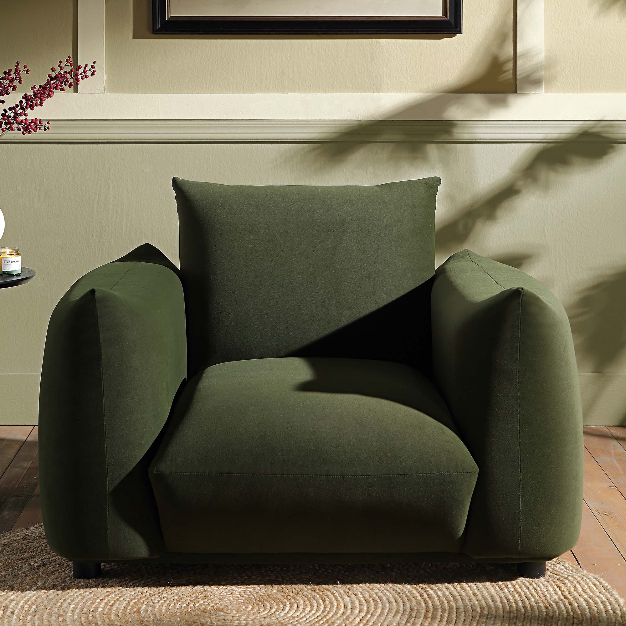 Armchair, Moss Green Velvet