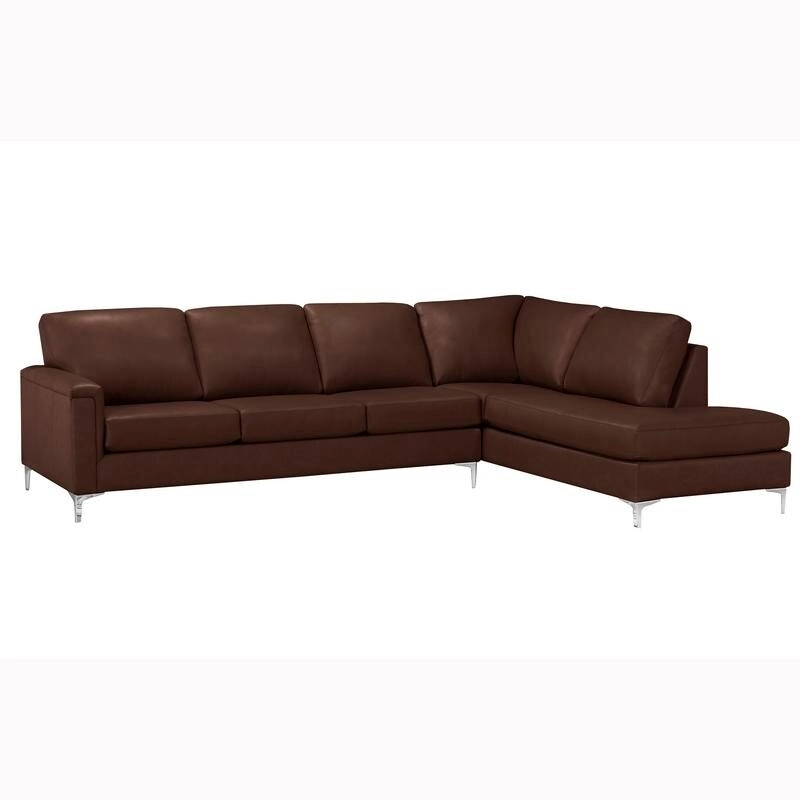 Malibu L-shaped Top-grain Leather Sectional Sofa - 122.5 x 85 x 36.5 x 35