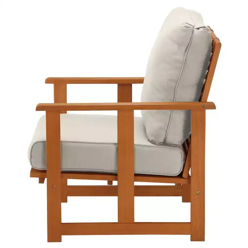 Eucalyptus Grandis Wood Cushioned Club Chair Beige - National Tree Company