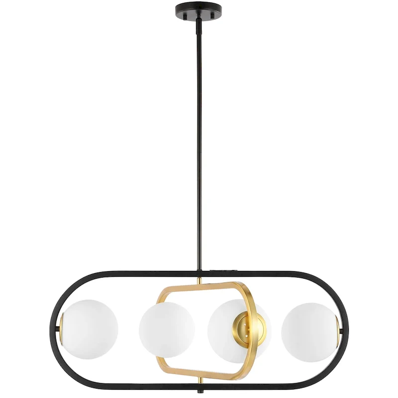 SAFAVIEH Lighting Enkeleda 4 Light 27  Pendant - 30  x 27  x 21-51  - withD/H - Black/Brass Gold - 30Wx27Dx51H