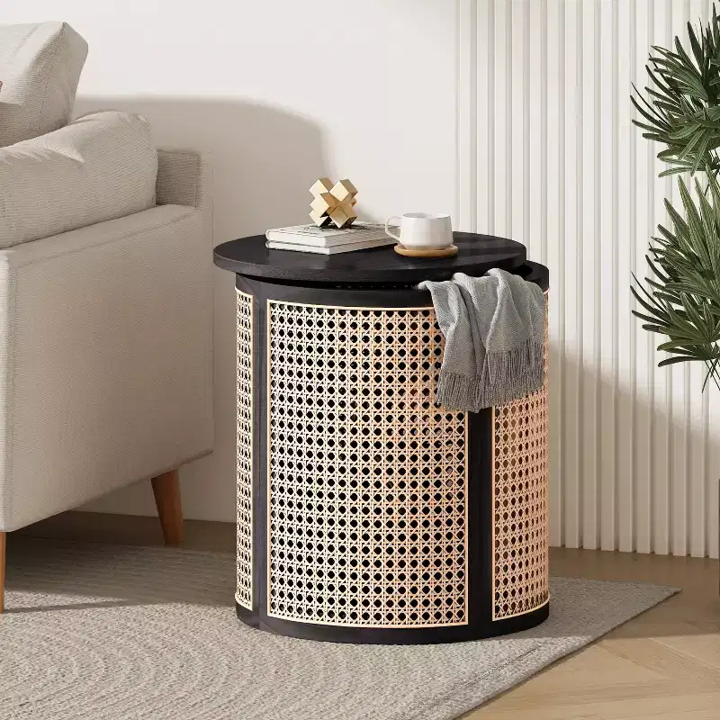 Christopher Knight Home Orvian Modern Hollow Rubberwood and Rattan Round Side Table