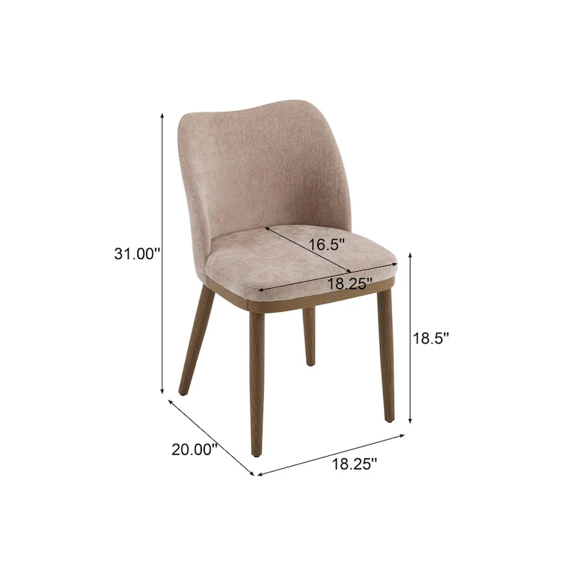 Gray Fabric Upholstered Dining Chair with Wood Frame