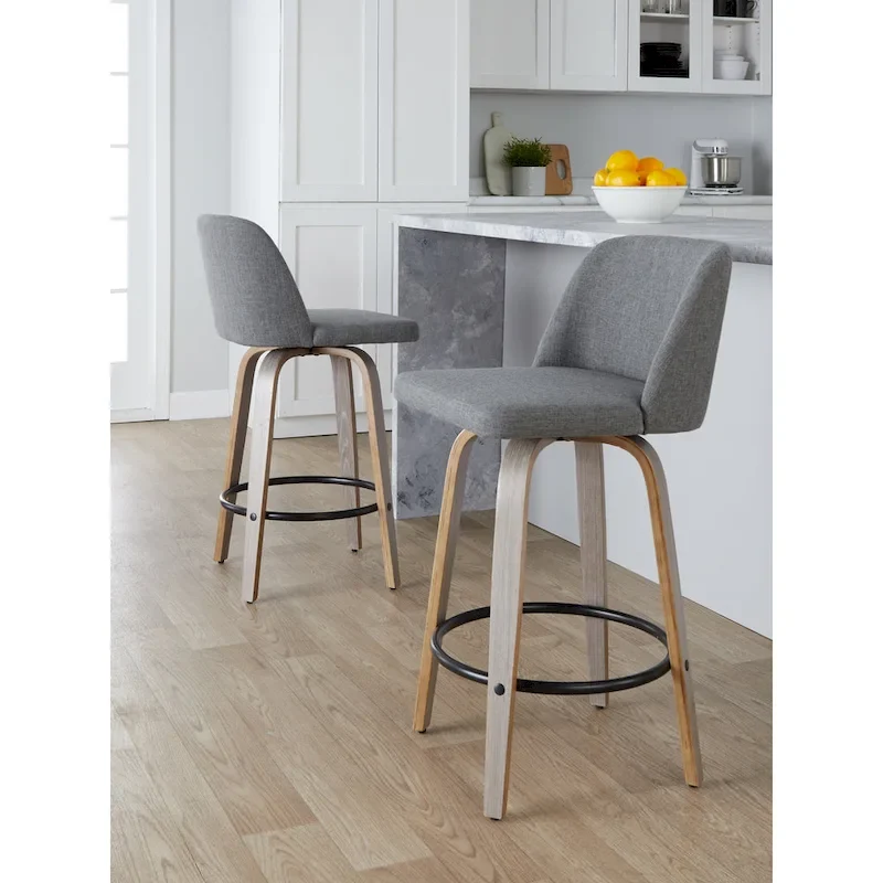Carson Carrington Vallberga 26 Fixed-Height Counter Stool With Whitewashed Wood Base (Set of 2)