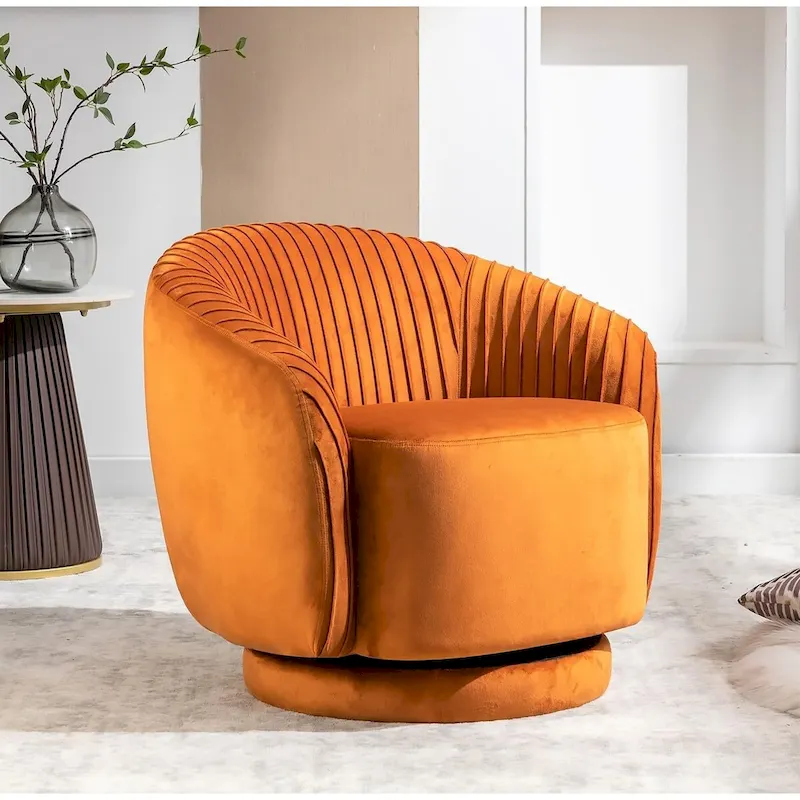 Modern Barrel Swivel Accent Chair with Plush Velvet Upholstery