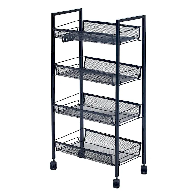 4-Tier Mesh Storage Utility Cart with Rust-Resistant Frame - 17.4x10.24x33.27 in