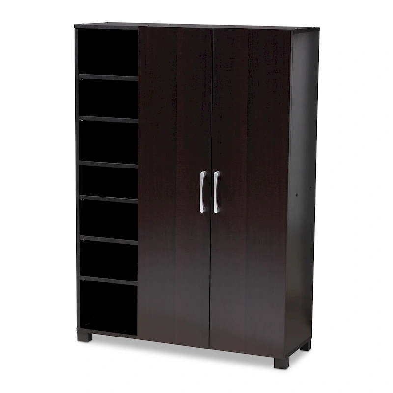 Contemporary Wenge Dark Brown Shoe Storage Cabinet