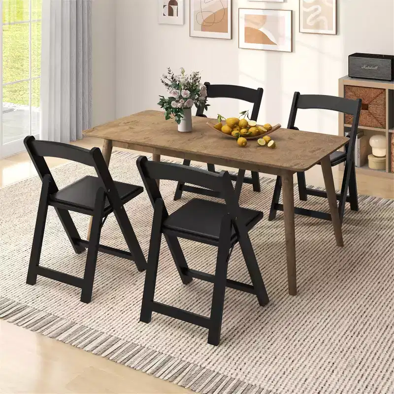 Costway Set of 8 Dining Chairs w/ Rubber Wood Legs & Padded Seat for Home Office Events