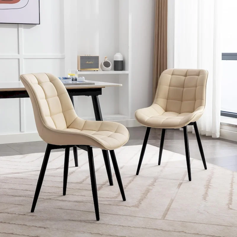 Modern Upholstered Faux Leather Dining Chairs Set of 2