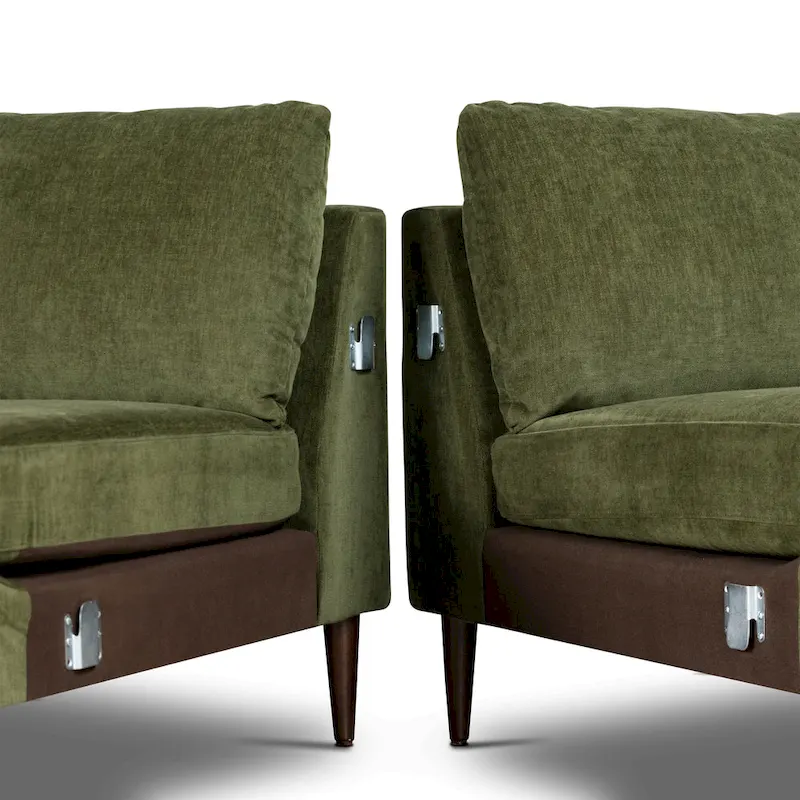 Poly & Bark Lucerne Sectional with Extra-Wide Chaise in Distressed Green Velvet