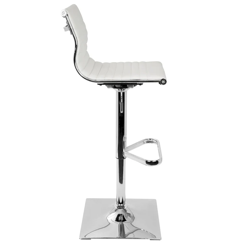 Black / White / Grey Adjustable Swivel Bar Stool, Faux Leather, Single Seat