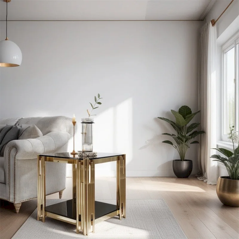 20 Stainless Steel Tempered Glass End Table