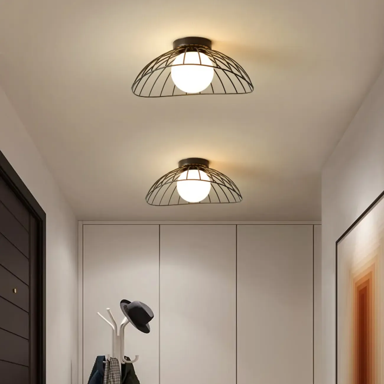 Modern Hallway Metal Rhombus Semi Flush Ceiling Light