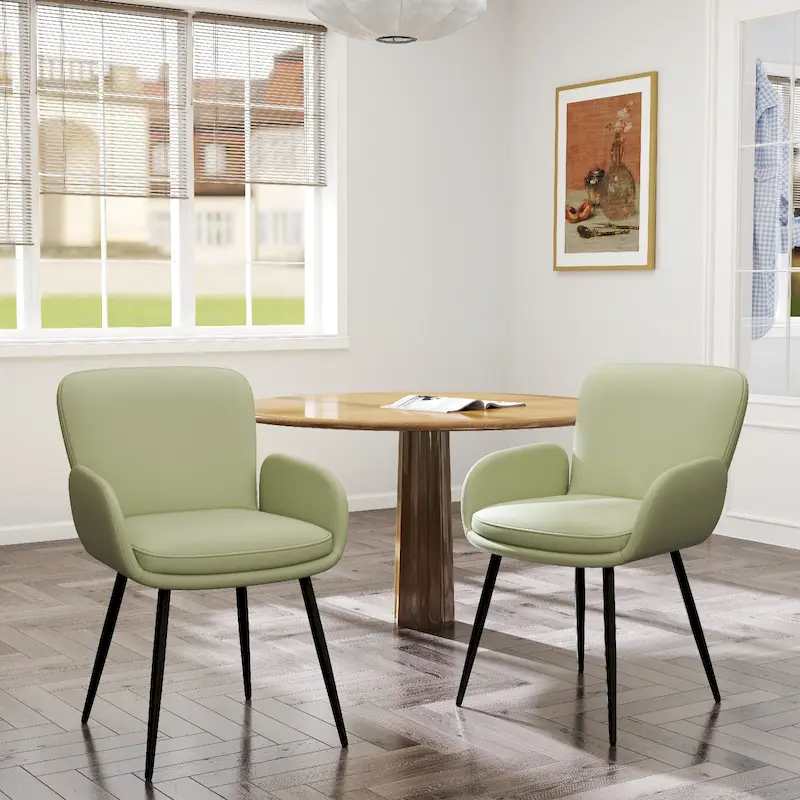 Set of 2 Cat-Scratch Resistant Dining Chairs with Gold Metal Legs