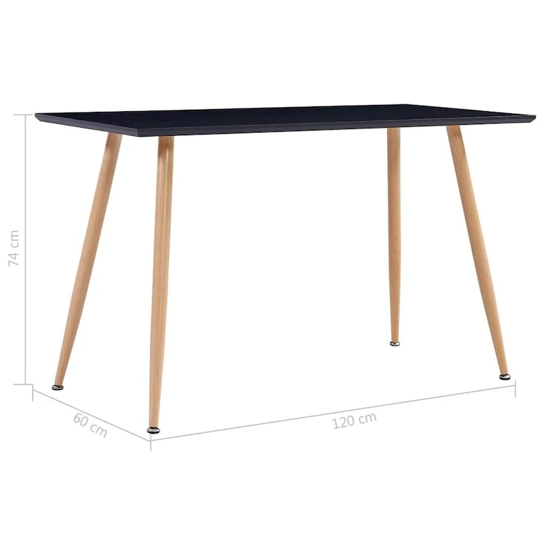 Dining Table Black and Oak 47.2 x23.6 x29.1  MDF