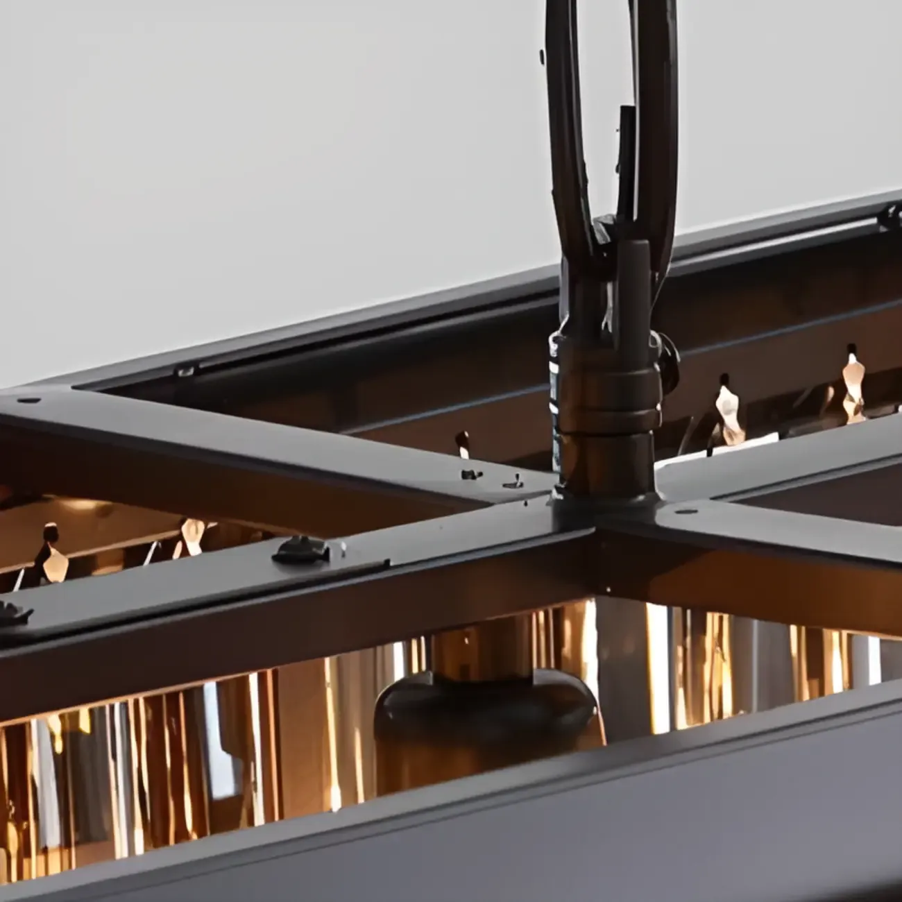 Modern Island Light 2 Tier Transparent Glass in Linear Shape