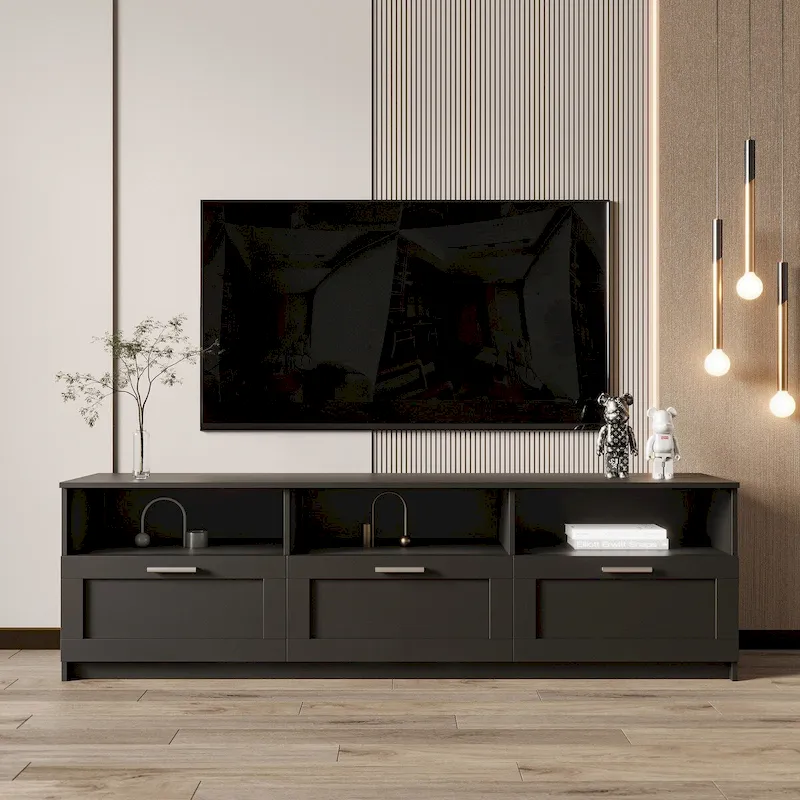 Modern minimalist TV cabinet 80 inch TV stand, open locker