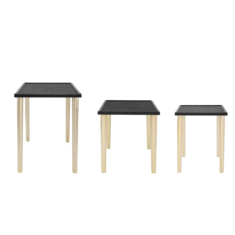A&B Home Two Tone Nesting Side Tables - Set of 3 - Black/Gold