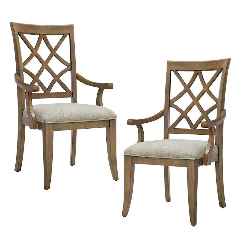 Modern Dining Chairs with Armrests and Upholstered Seat - 2 Pack