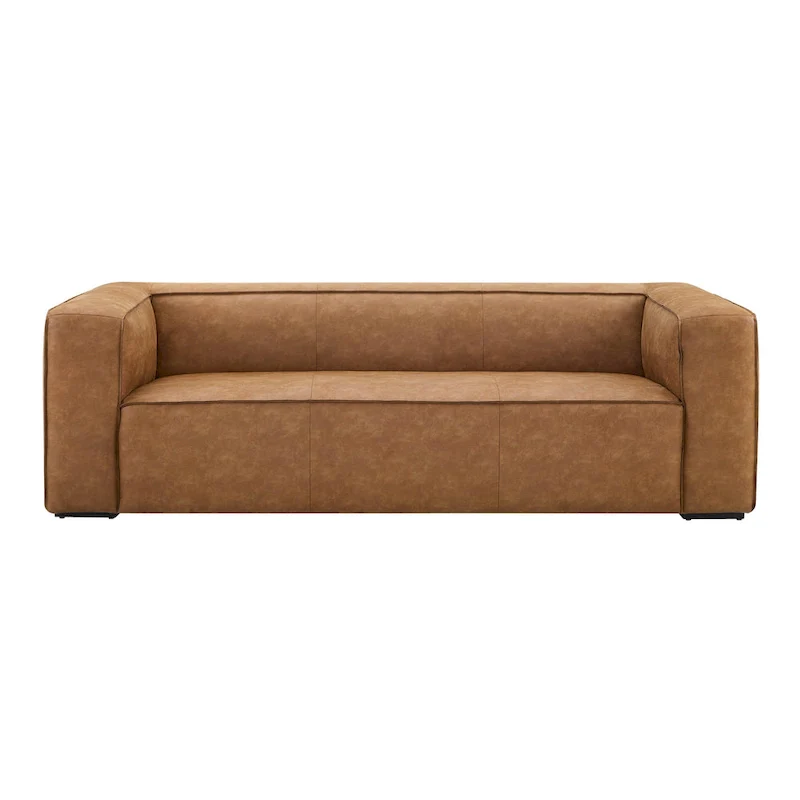 Brown Modern Blended Leather Sofa, 3-Seat