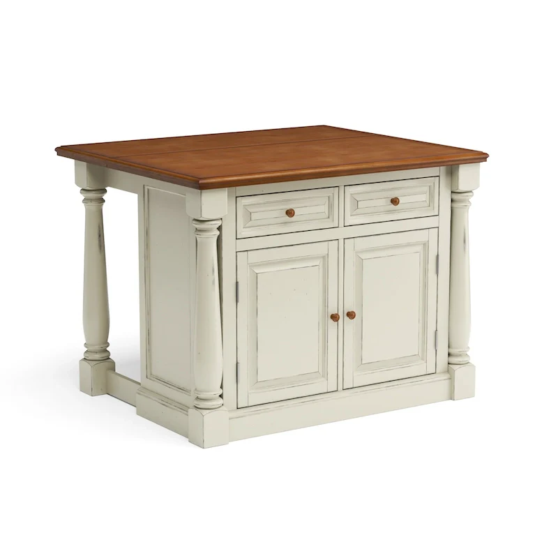 Monarch Off-White Wood Kitchen Island by Homestyles - 48 x 36 x 25