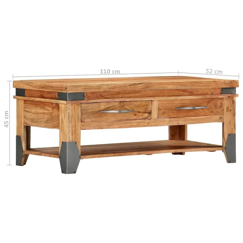 vidaXL Coffee Table 43.3x20.5x17.7 Solid Acacia Wood - 43.3 x 20.5 x 17.7