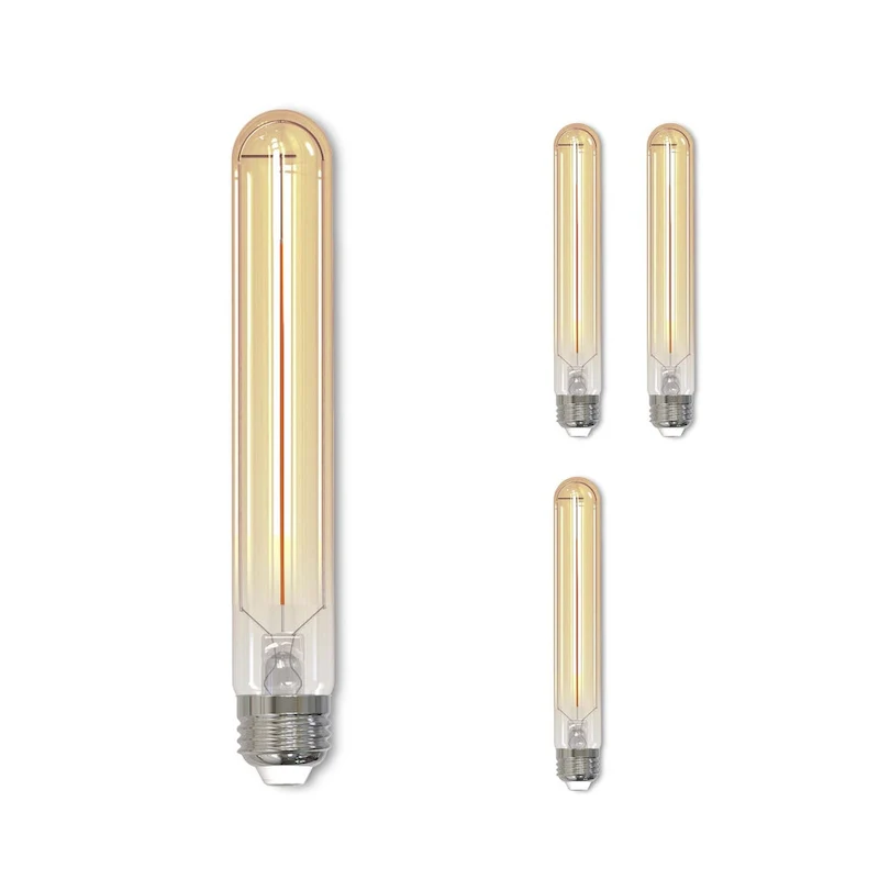 Bulbrite LED Filament Pack of (4) 5 Watt Dimmable 7.5 Inch T9 Light Bulb with Antique Glass Finish and Medium (E26) Base