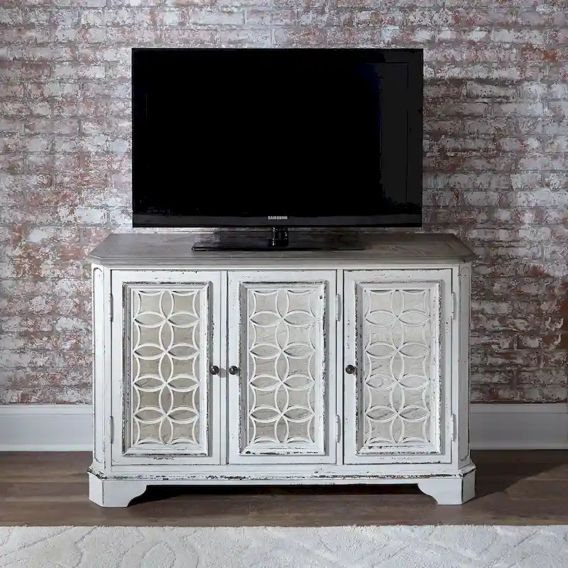 Antique White Mirrored Hall Console Table - Traditional Entryway Accent Furniture