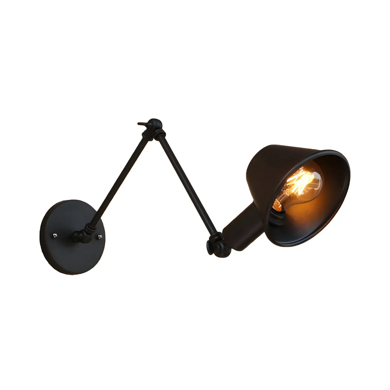 Adjustable Industrial Black  Swing Arm LED Wall Sconce