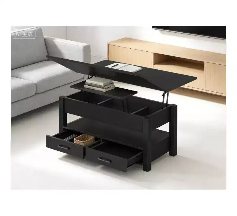 COZONY 39.4 Lift Top Coffee Table, Split Lift Design w/ 2 Drawers & Hidden Storage, Farmhouse Style