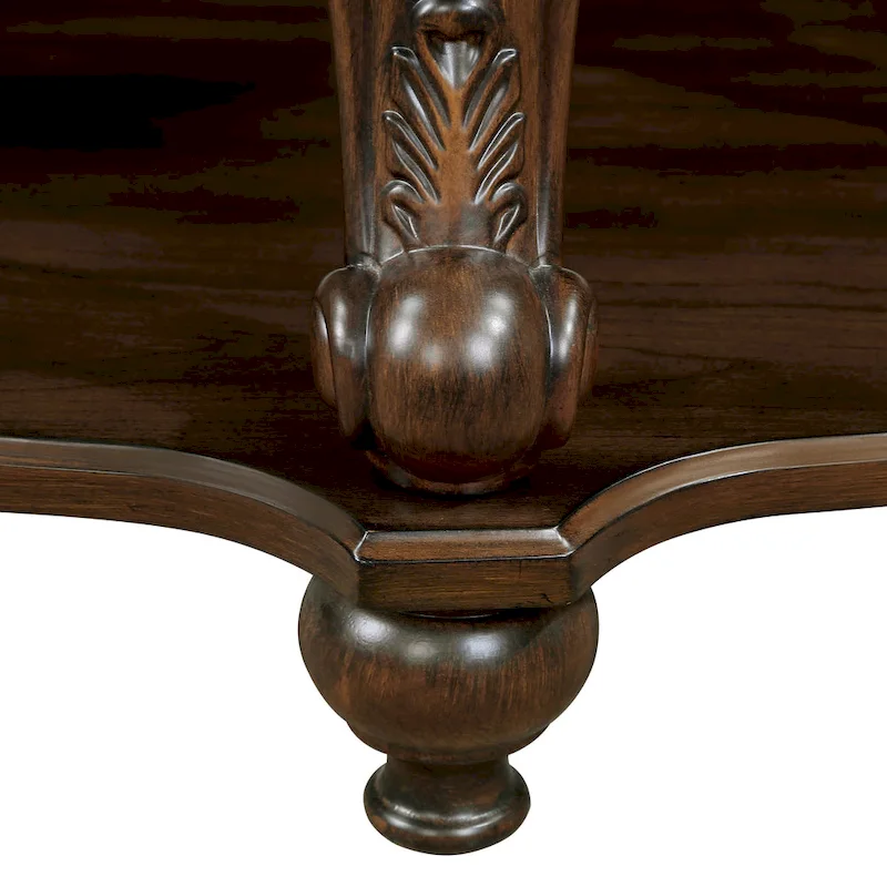 Round End Table with Lower Shelf and Cabriole Legs
