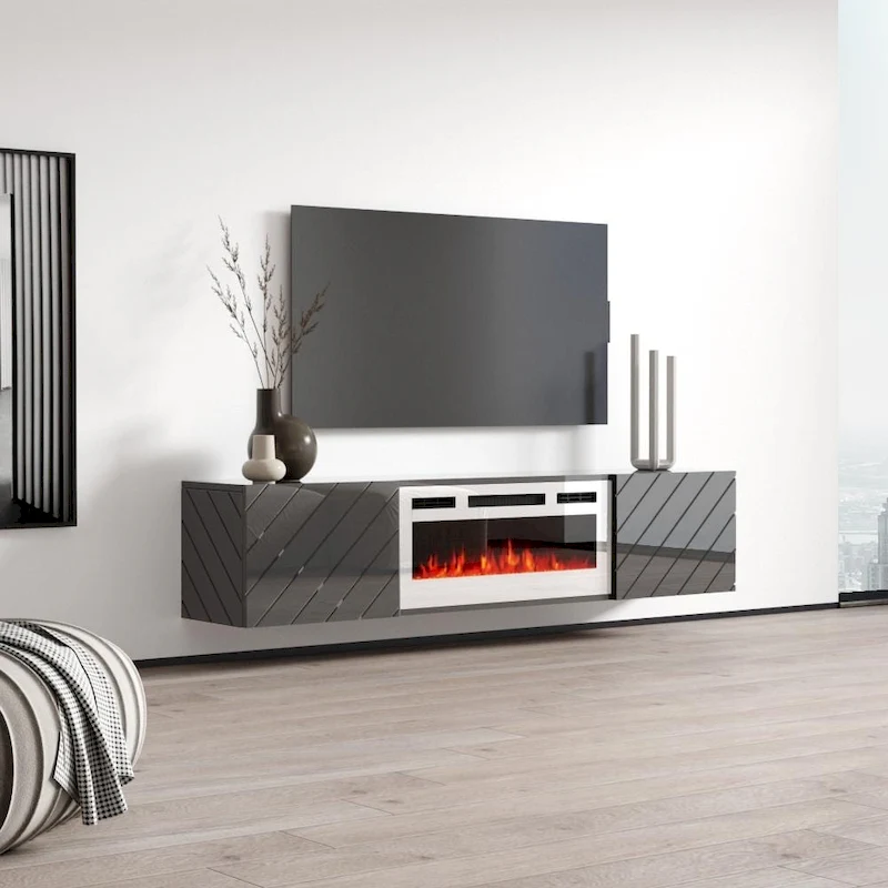 Luxe WH-EF Wall Mounted Electric Fireplace Modern 72 TV Stand
