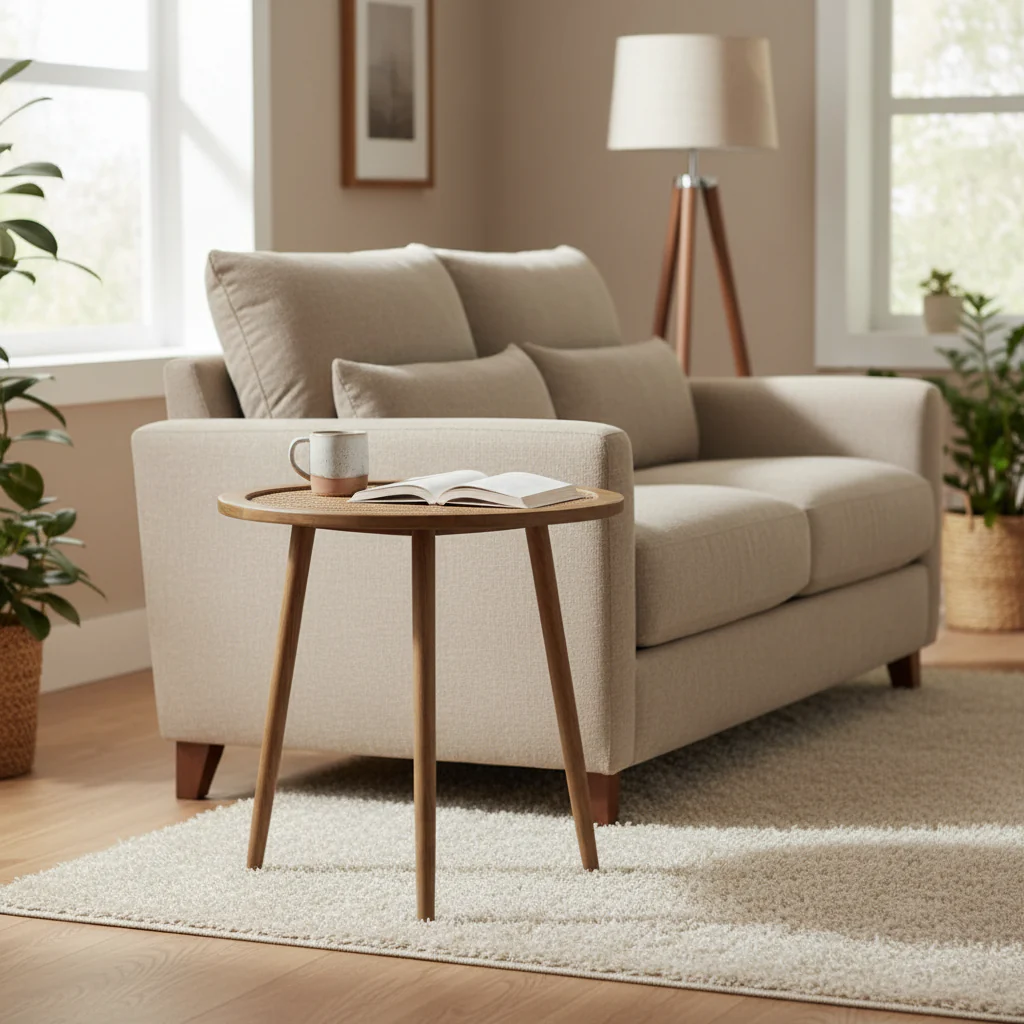 Brown Round End Table Set of 3, Manufactured Wood, 24