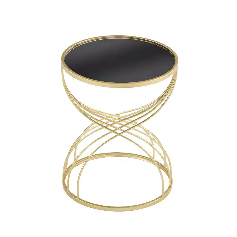Christopher Knight Home Lumi Indoor Modern Mirror Top Round End Table, Gold/Black