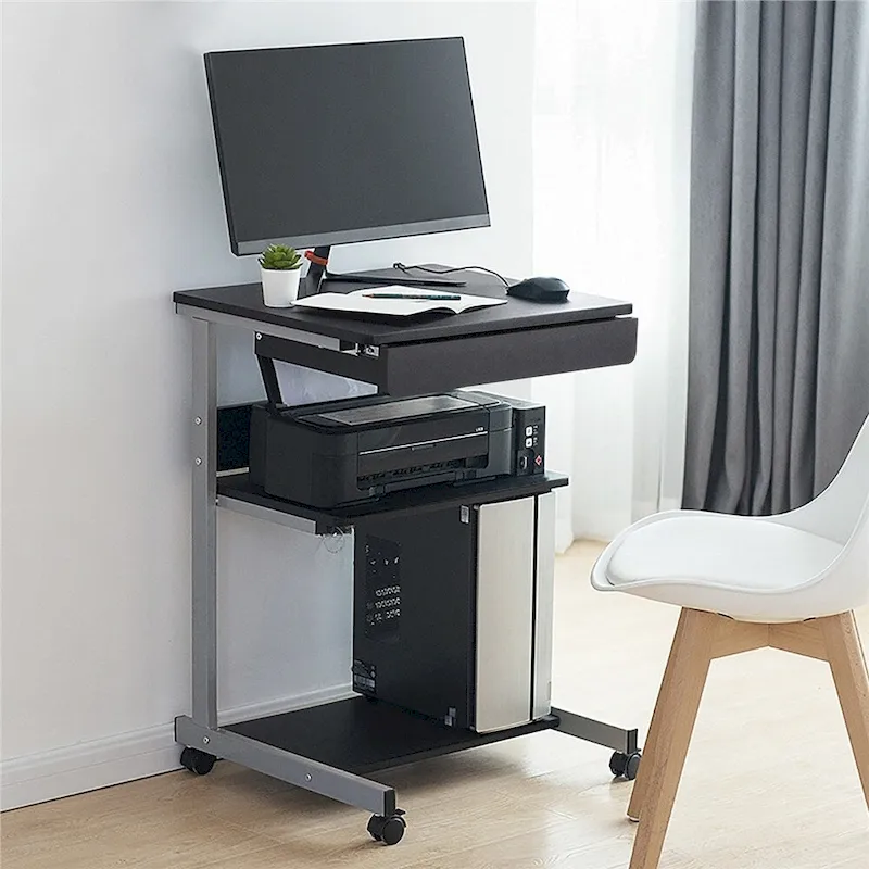 Yaheetech Rolling Computer Desk Table Tray Desk with Drawer and Shelf