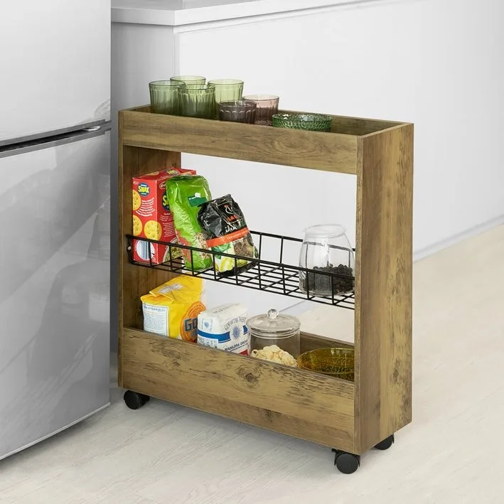 Haotian BZR46-W, Freestanding Bathroom Cabinet with 3-tier Shelf