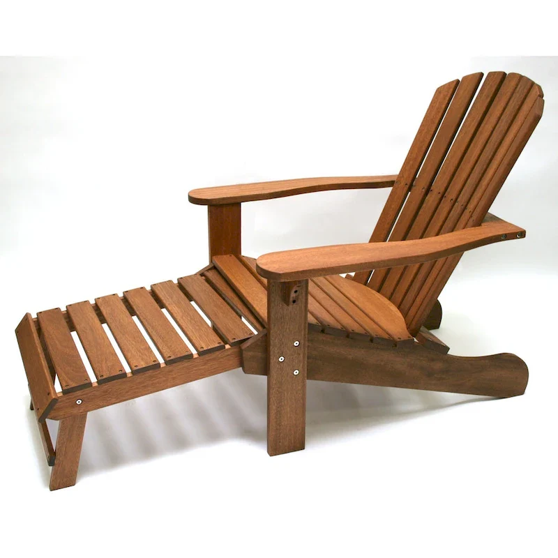 Eucalyptus Adirondack Chair with Built-in Ottoman