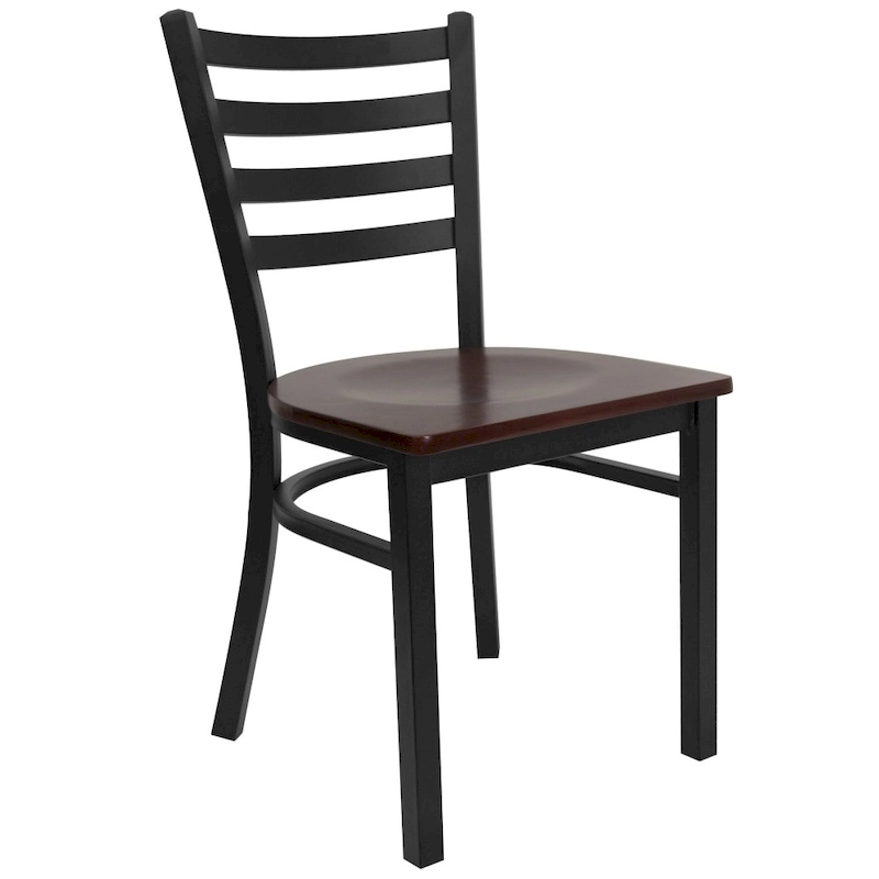 2 Pack Ladder Back Metal Restaurant Chair - 16.5W x 17D x 32.25H - 16.5W x 17D x 32.25H