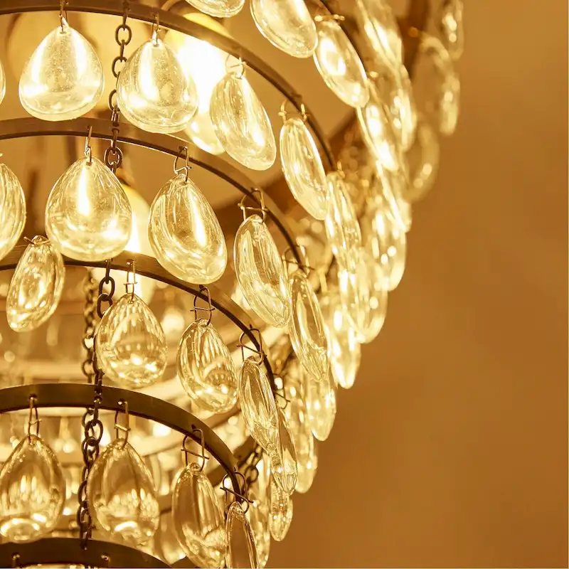 3 Light Oil Rubbed Bronze Tiered Pendant with Crystal Accent - 13.04 x13.04 x20.85