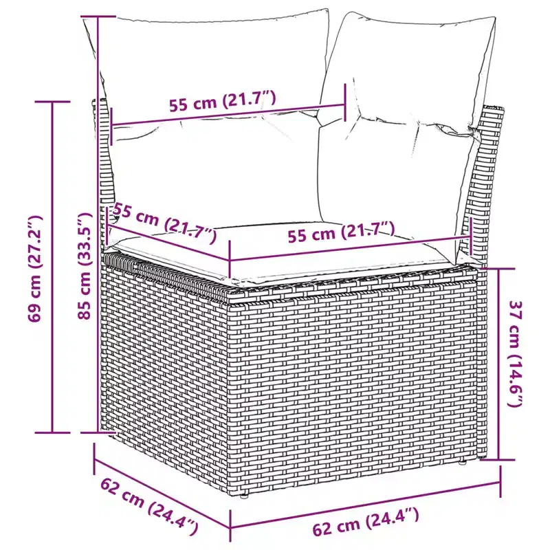 vidaXL Sofa Set with Cushion 6 pcs Grey Poly Rattan
