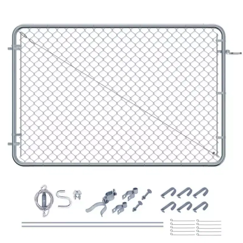 Adjust-A-Gate Fit-Right Chain Link Fence Walk-Through Gate Kit, Metal Fencing Gate with Round Corner Frame
