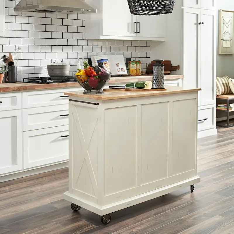 Off-White Wood Kitchen Cart - 45 x 36 x 16