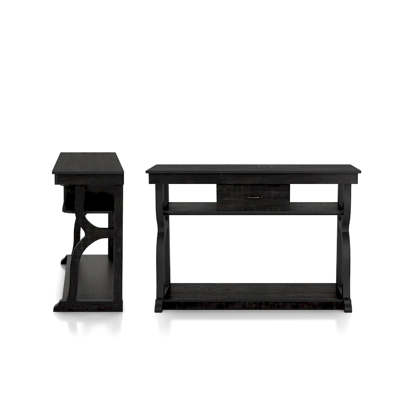 DH BASIC Farmhouse Black Oak 47-inch 3-Open Shelf Console Table by Denhour
