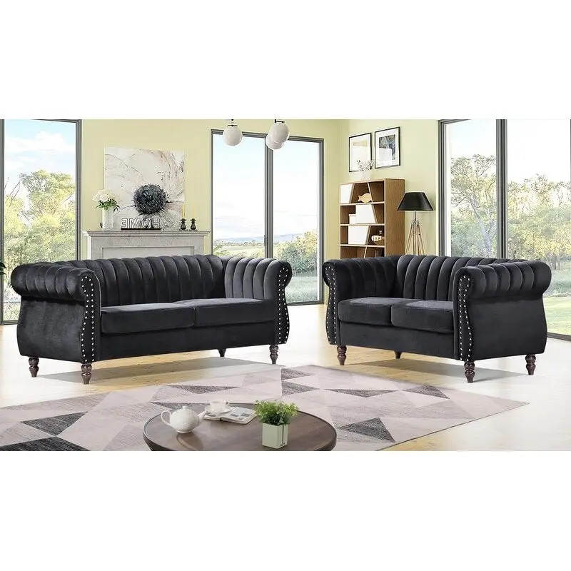Capucina 2-piece Velvet Living Room Sofa Set