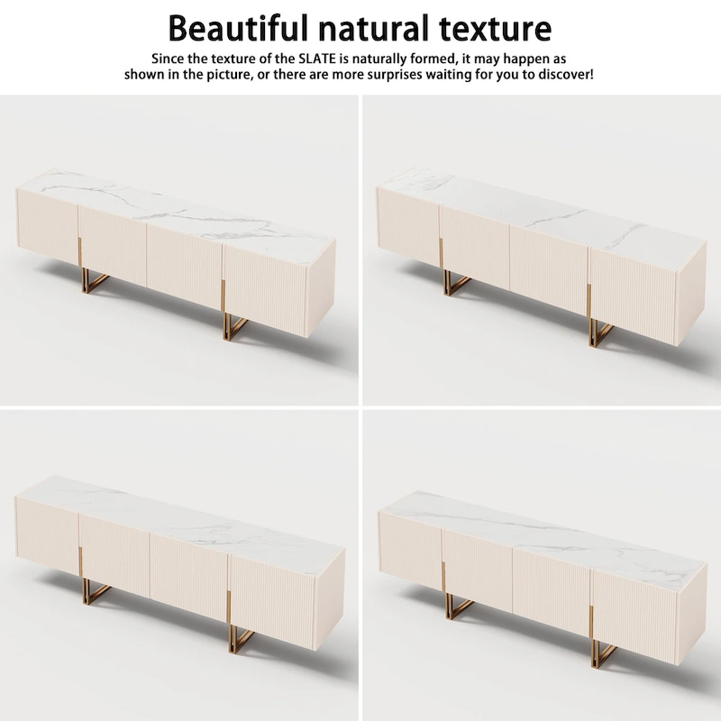 78.7 TV Stand, Entertainment Center with Faux Marble Top