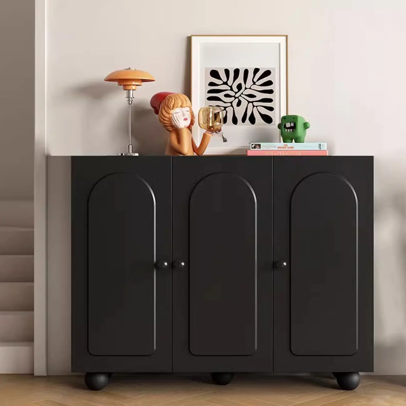 Chic Adjustable Shelves Wood Shoe Cabinet in White/Black