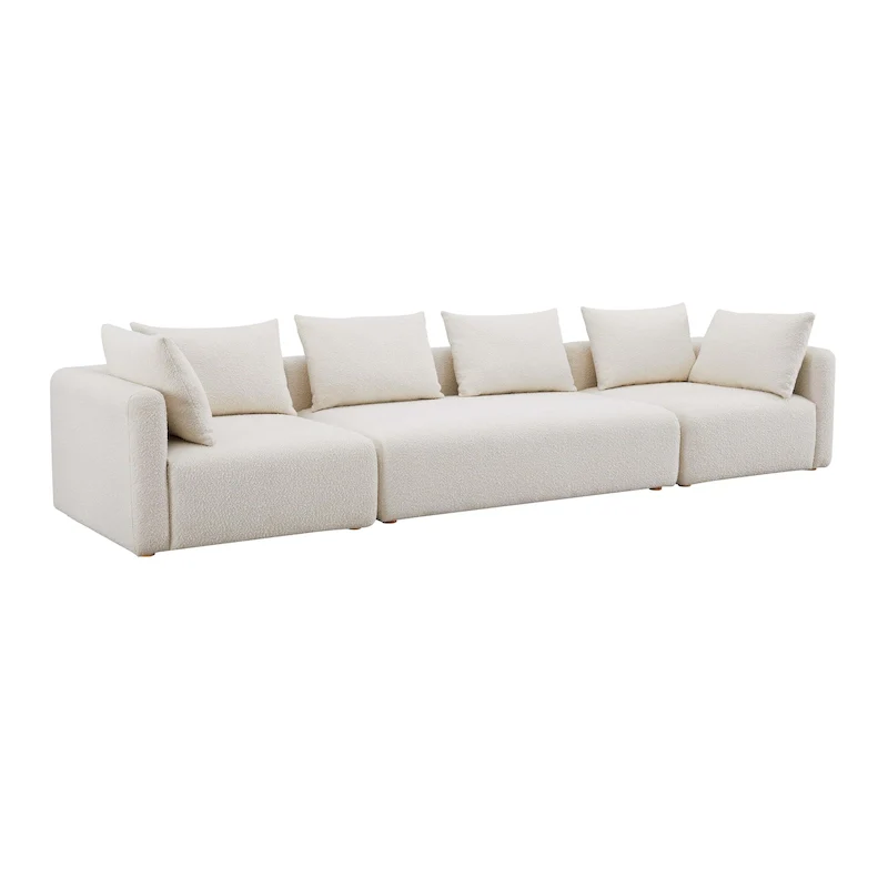 Cream Upholstered Modular Sofa Set
